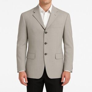 Bachrach Light Beige Linen blend Blazer 38 Short‎ 3 Button sport coat Jacket